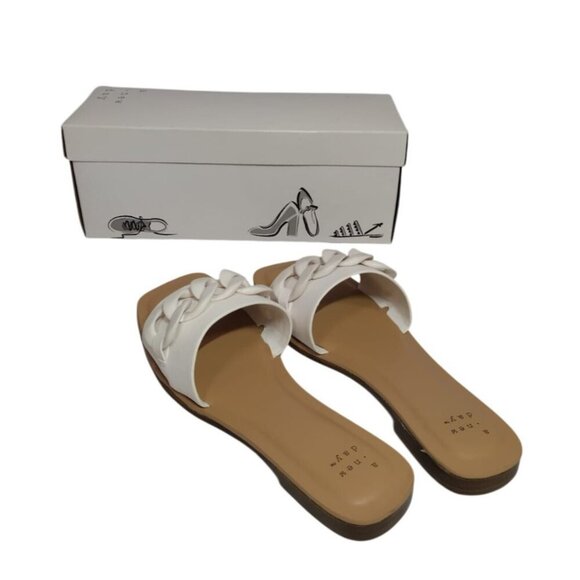 A New Day Women's White Braided Strap Sandals, Size 6, NWB - Picture 3 of 8